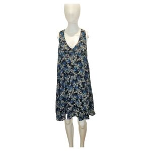 Sadie & Sage Flowy Black Blue Floral Tank Top Mini Dress Size Meduim Gently Used